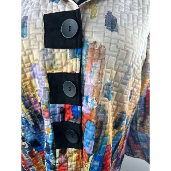 Ali Miles Textured Colorful Modernist Art to Wear Button Front Jacket Size Large - Picture 6 of 12